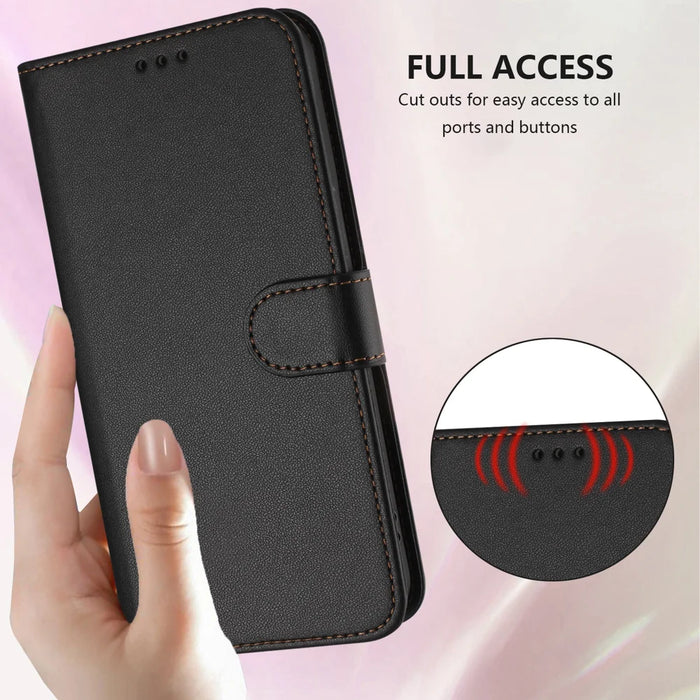 For iPhone 18 Pro / 17 Pro Leather Case Wallet Stand Phone Cover with Wrist Strap - Black - 7