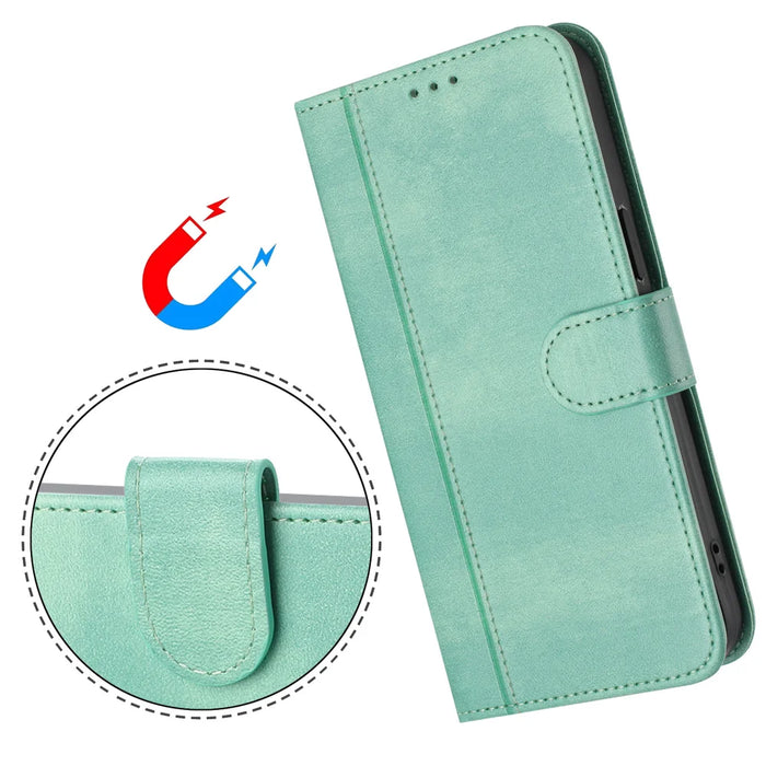 For iPhone Air Cases Wallet Stand Retro Texture Leather Phone Cover with Lanyard - Mint Green - 3