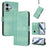 For iPhone 17 Cases Wallet Stand Retro Texture Leather Phone Cover with Lanyard - Mint Green - 2
