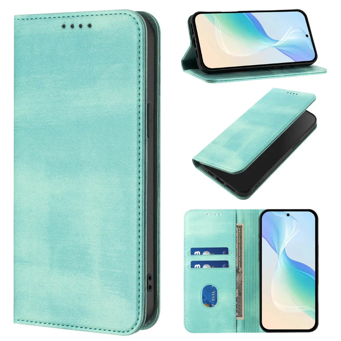 For iPhone 18 Pro / 17 Pro Wallet Cases Retro Texture RFID Blocking Leather Phone Cover - Mint Green - 3