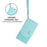 For iPhone 18 Pro / 17 Pro Case Imprinted Honeycomb RFID Blocking Leather Phone Cover with Strap - Mint Green - 2