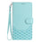 For iPhone 18 Pro / 17 Pro Case Imprinted Honeycomb RFID Blocking Leather Phone Cover with Strap - Mint Green - 3