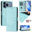 For iPhone 18 Pro / 17 Pro Case Imprinted Honeycomb RFID Blocking Leather Phone Cover with Strap - Mint Green - 5