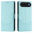For iPhone Air Case Imprinted Honeycomb RFID Blocking Leather Phone Cover with Strap - Mint Green - 1