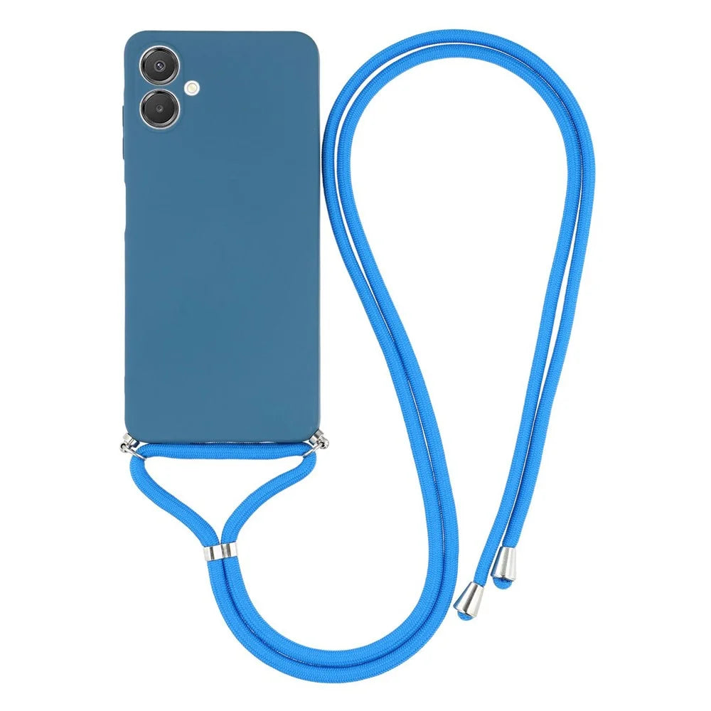 For Samsung Galaxy A05 4G Case Flexible TPU Fiber Lining Anti-Shock Crossbody Phone Cover - Sapphire - 1