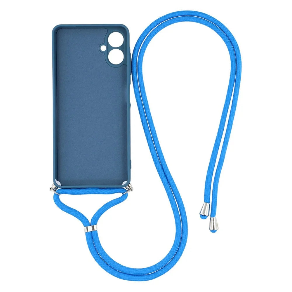 For Samsung Galaxy A05 4G Case Flexible TPU Fiber Lining Anti-Shock Crossbody Phone Cover - Sapphire - 2