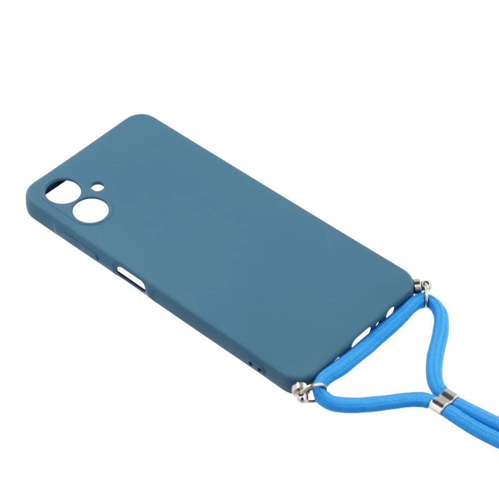For Samsung Galaxy A05 4G Case Flexible TPU Fiber Lining Anti-Shock Crossbody Phone Cover - Sapphire - 3