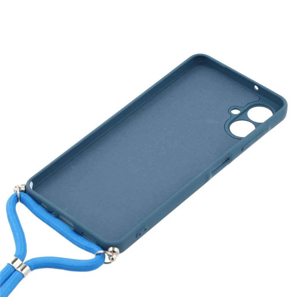 For Samsung Galaxy A05 4G Case Flexible TPU Fiber Lining Anti-Shock Crossbody Phone Cover - Sapphire - 5