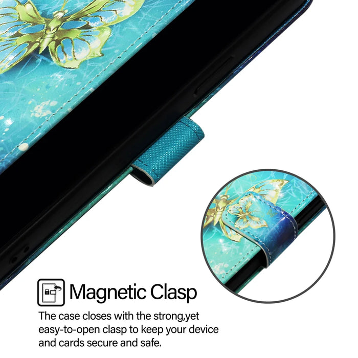 For iPhone 18 Pro / 17 Pro Leather Case Pattern Printing Wallet Stand Mobile Cover with Strap - Golden Butterflies - 2
