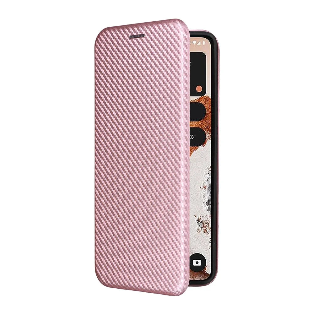 For Nothing CMF Phone 2 Pro Case Carbon Fiber Texture Drop-Proof PU Leather Phone Cover - Rose Gold - 7