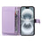 For iPhone 16 Wallet Case with Straps, Rhombus Leather Stand Phone Cover - Purple - 2