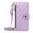 For iPhone 16 Wallet Case with Straps, Rhombus Leather Stand Phone Cover - Purple - 7
