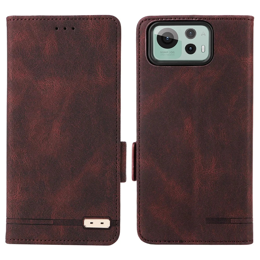 For Asus Zenfone 12 Ultra 5G Case Leather Wallet Flip Phone Cover with Hardware Decor - Coffee - 1