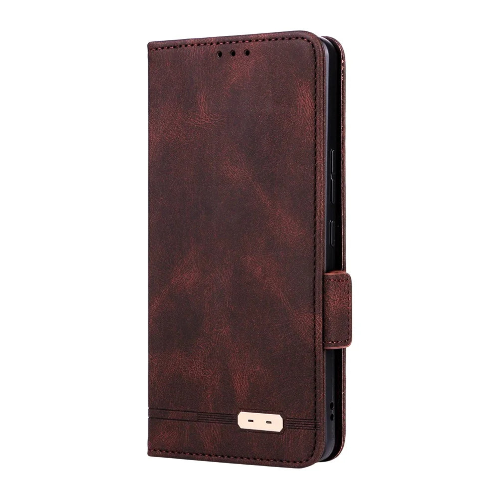 For Asus Zenfone 12 Ultra 5G Case Leather Wallet Flip Phone Cover with Hardware Decor - Coffee - 7