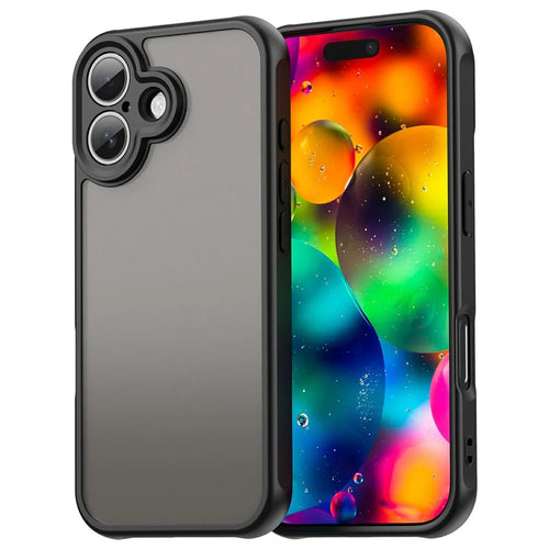 For iPhone 17 Case Drop Proof Airbags Frosted Translucent PC + TPU Phone Back Cover - Black - 1