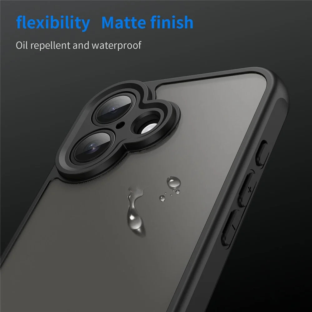 For iPhone 17 Case Drop Proof Airbags Frosted Translucent PC + TPU Phone Back Cover - Black - 7