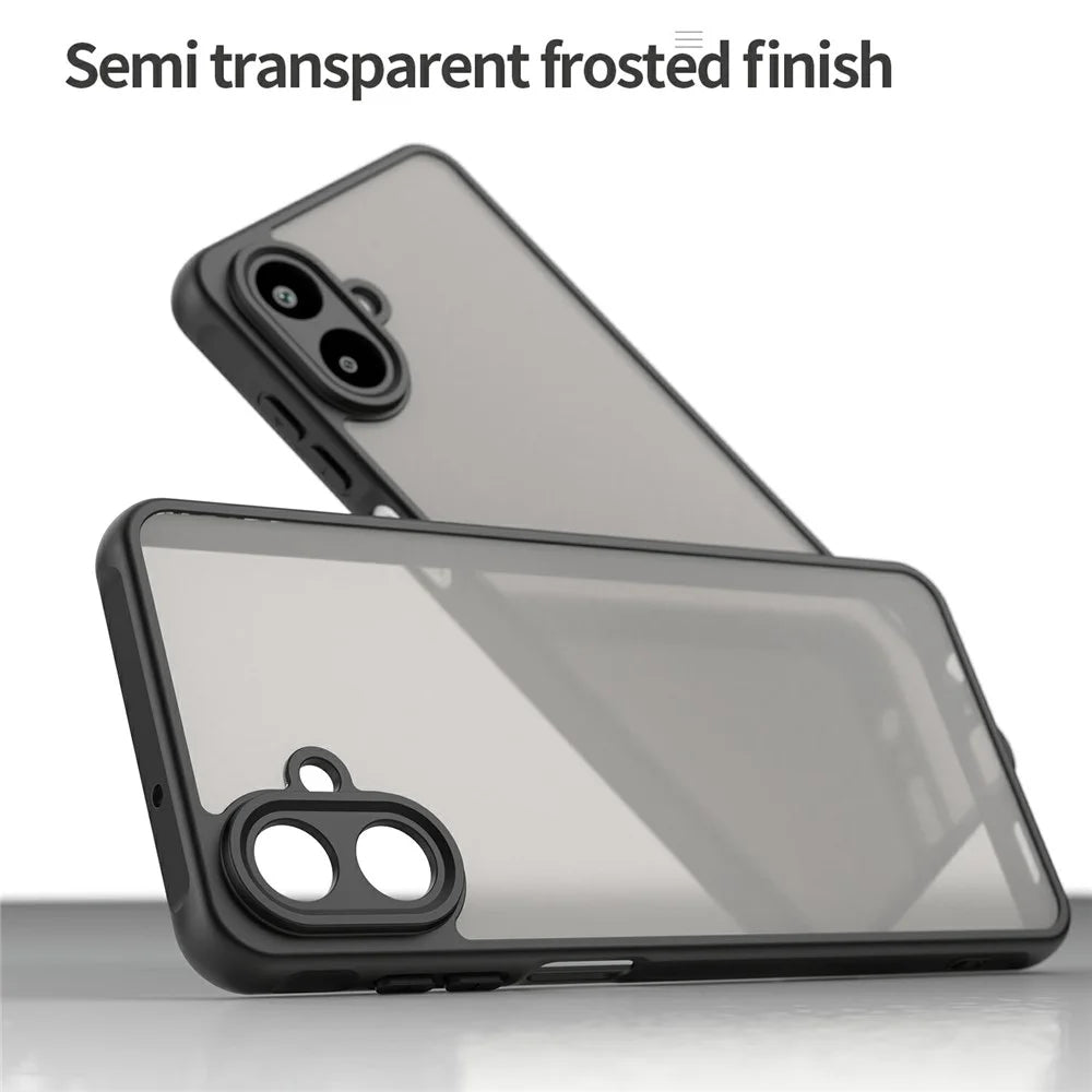For Samsung Galaxy A07 4G Case Drop Proof Airbags Frosted Translucent PC + TPU Phone Back Cover - Black - 4