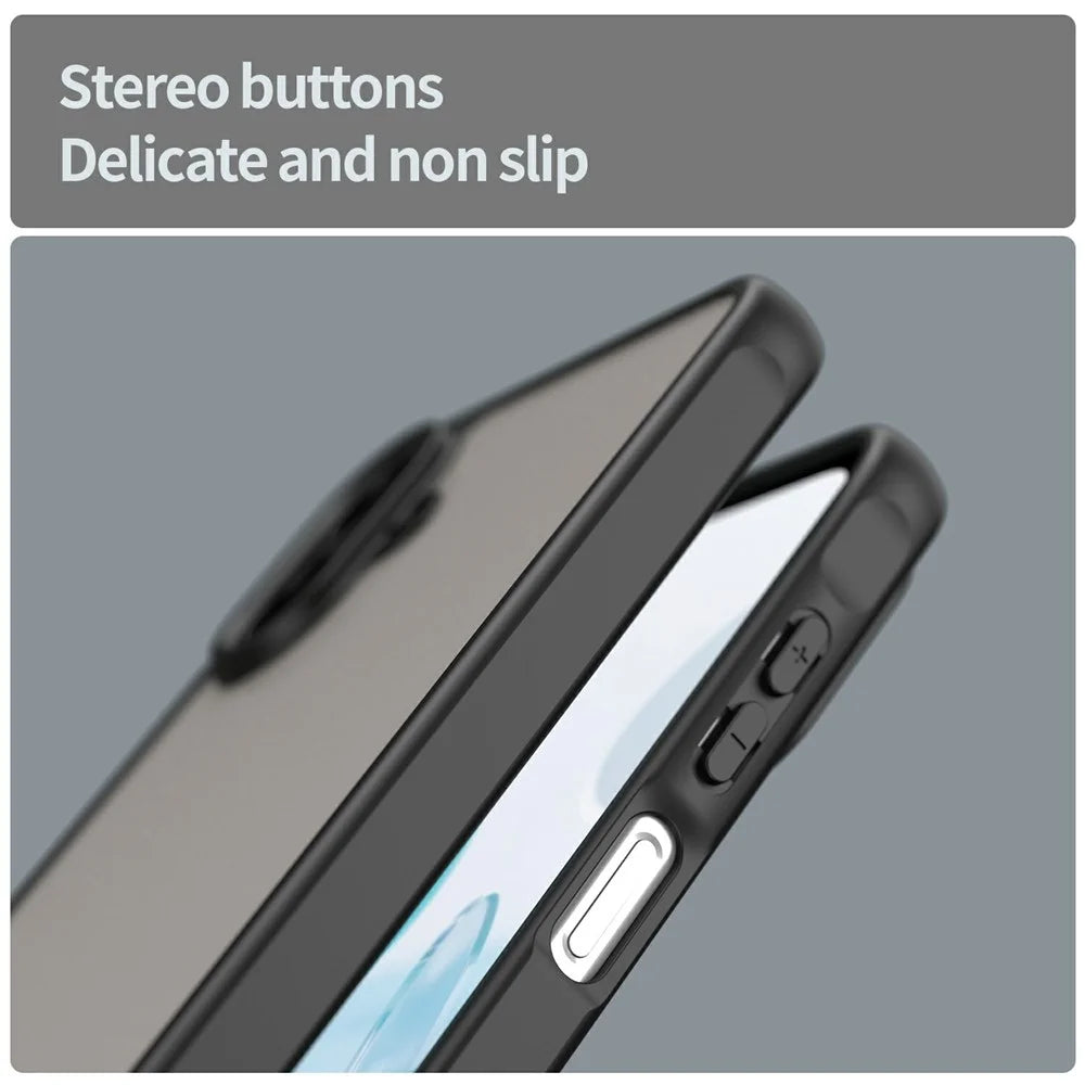 For Samsung Galaxy A07 4G Case Drop Proof Airbags Frosted Translucent PC + TPU Phone Back Cover - Black - 5