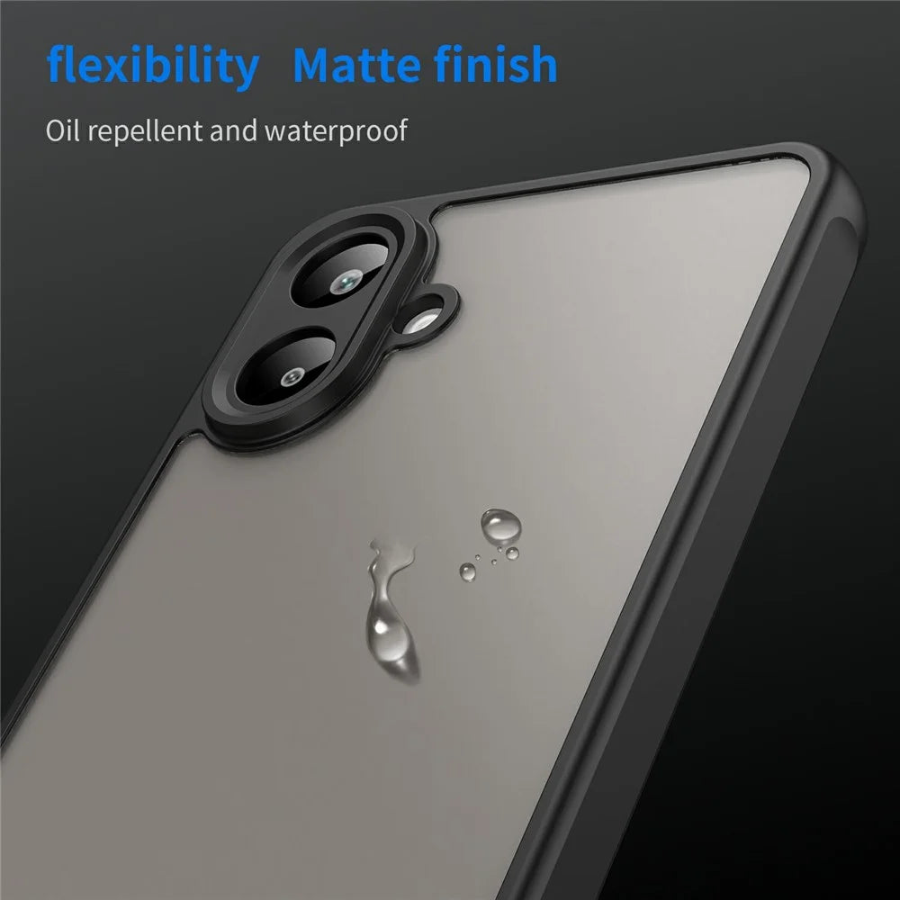 For Samsung Galaxy A07 4G Case Drop Proof Airbags Frosted Translucent PC + TPU Phone Back Cover - Black - 7