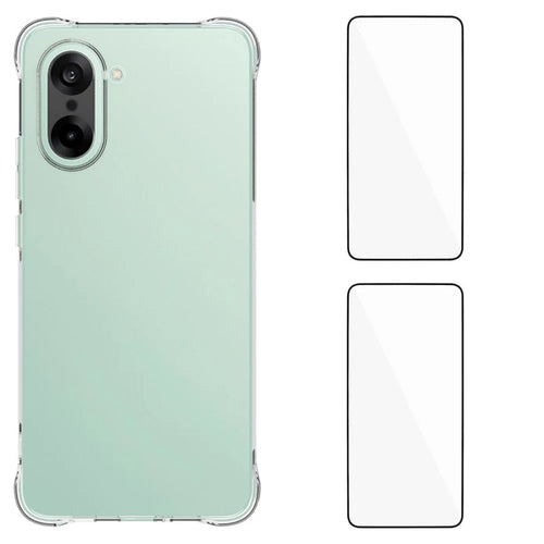 WANLONFENG For OnePlus Nord CE5 5G / Ace 5 Racing 5G TPU Case  WL2 Series 2.0mm Phone Cover with 2Pcs Tempered Glass Films - Transparent - 1