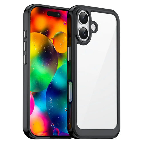 For iPhone 17 Case TPU + Acrylic Protective Clear Phone Cover - Black - 1