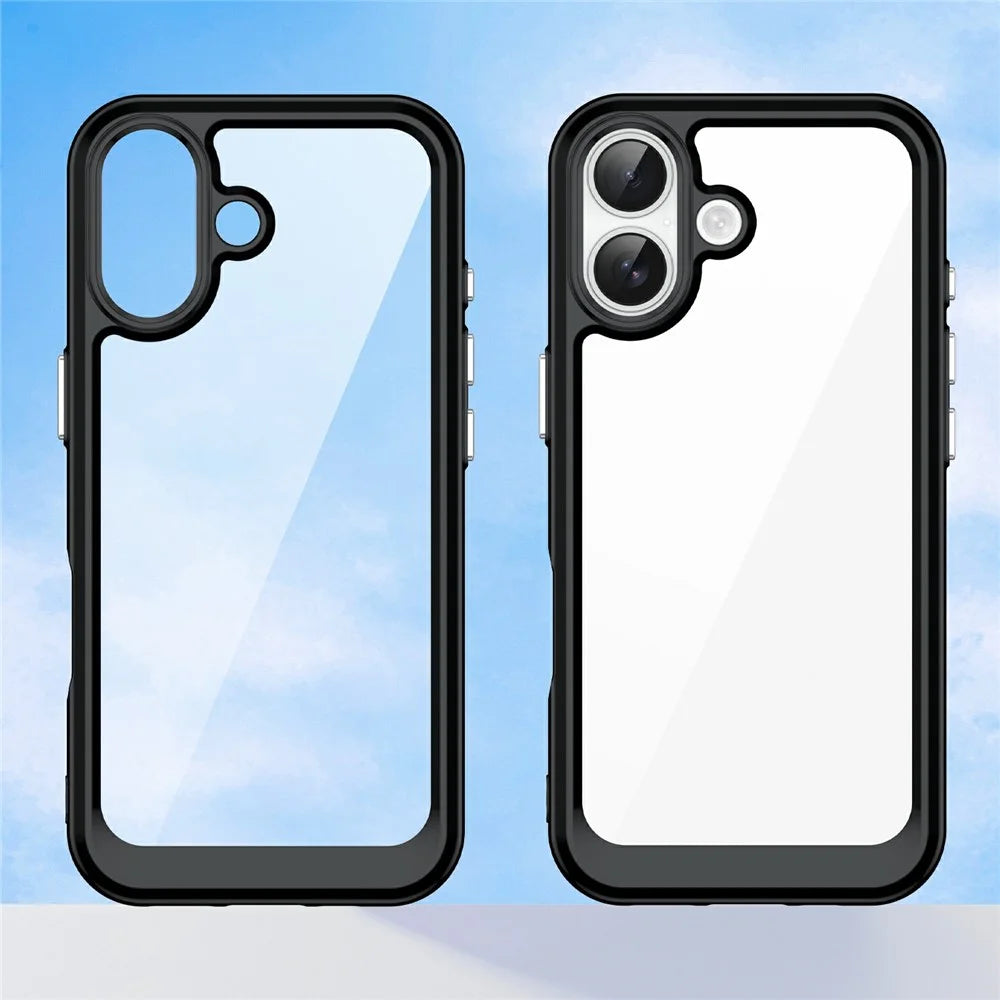 For iPhone 17 Case TPU + Acrylic Protective Clear Phone Cover - Black - 2
