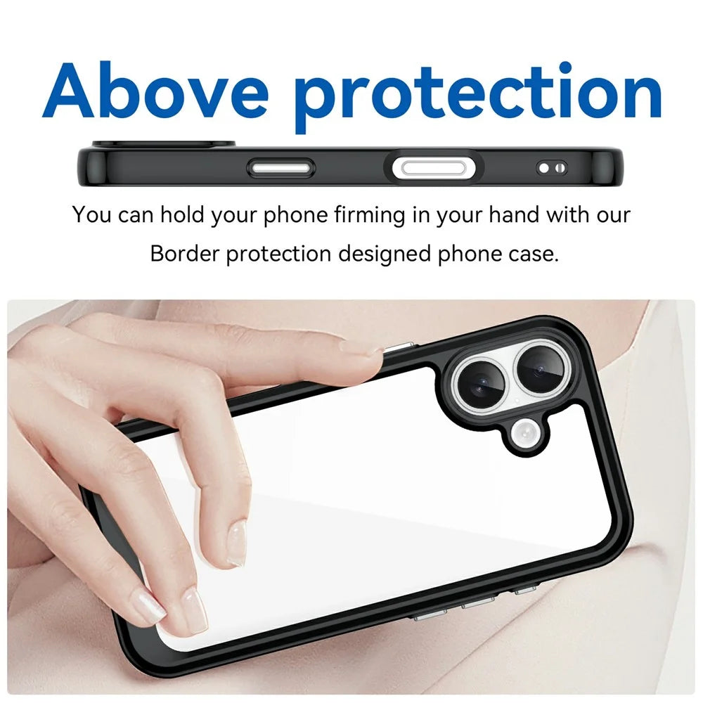 For iPhone 17 Case TPU + Acrylic Protective Clear Phone Cover - Black - 4
