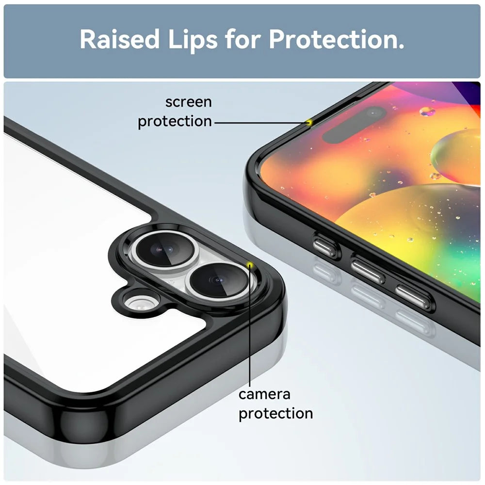 For iPhone 17 Case TPU + Acrylic Protective Clear Phone Cover - Black - 6