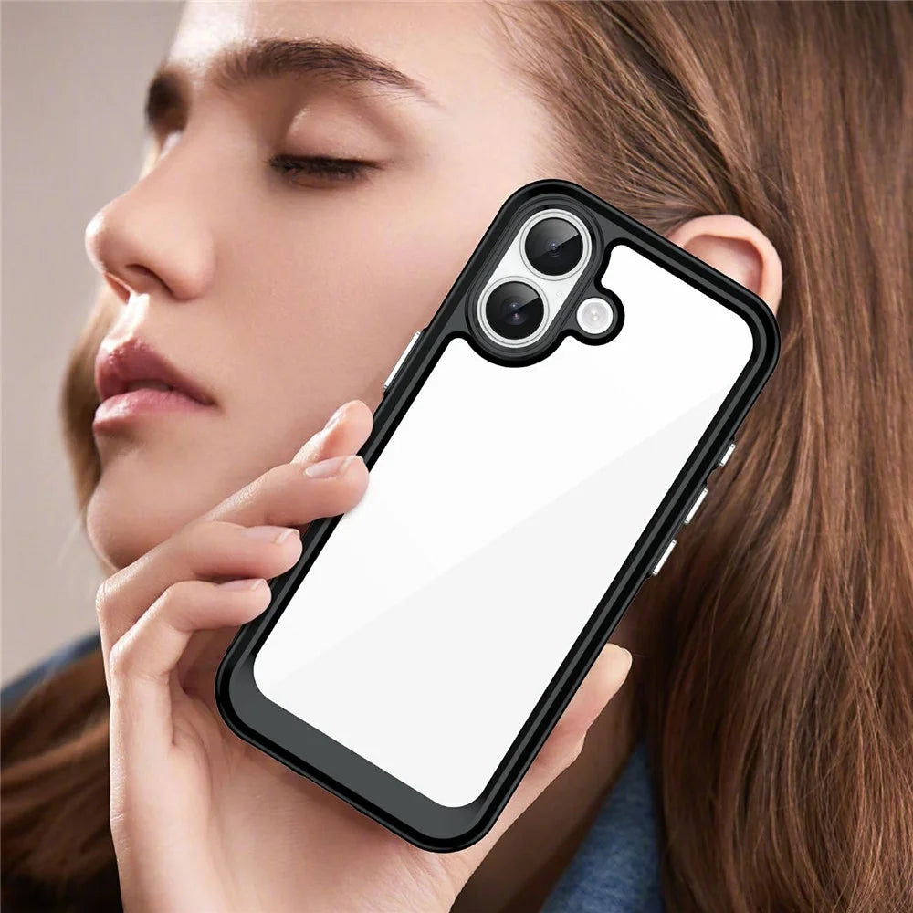 For iPhone 17 Case TPU + Acrylic Protective Clear Phone Cover - Black - 7