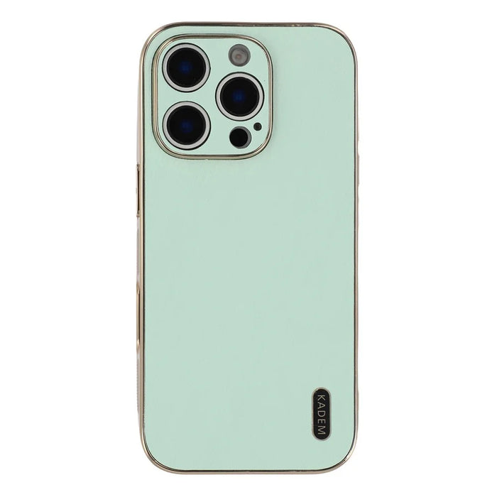 KADEM For iPhone 16 Pro Case Electroplating Silk Texture PU + TPU Phone Back Cover - Green - 3