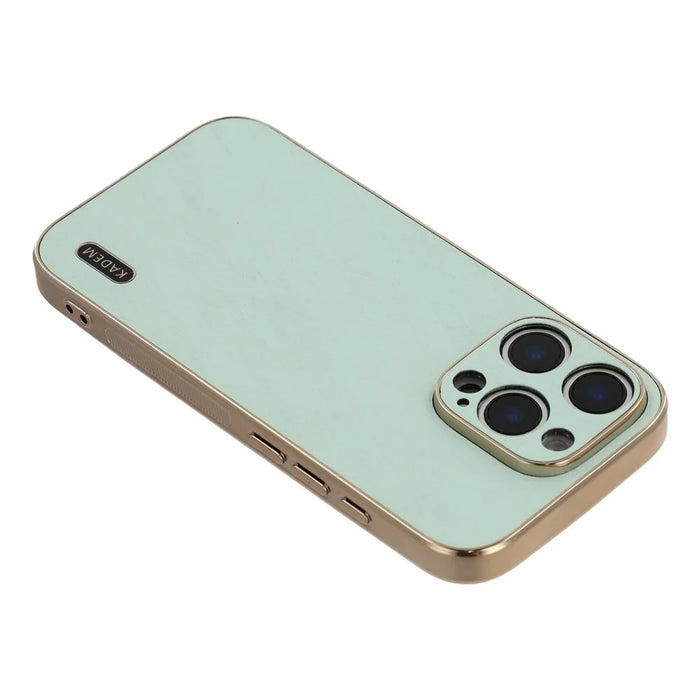 KADEM For iPhone 16 Pro Case Electroplating Silk Texture PU + TPU Phone Back Cover - Green - 6