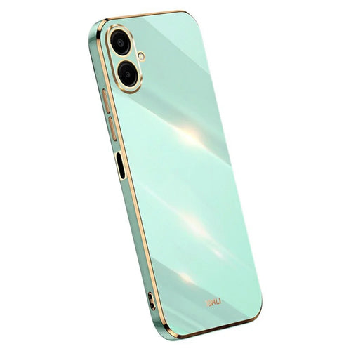 XINLI For Samsung Galaxy A08 5G / A08 4G / A07 5G / A07 4G Case TPU Phone Cover with Electroplating Frame - Cyan - 1
