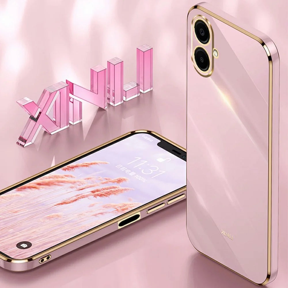 XINLI For Samsung Galaxy A08 5G / A08 4G / A07 5G / A07 4G Case TPU Phone Cover with Electroplating Frame - Cyan - 2