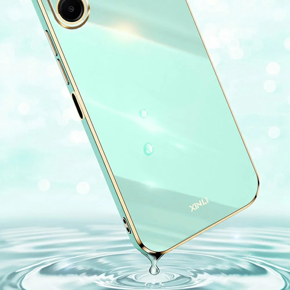 XINLI For Samsung Galaxy A08 5G / A08 4G / A07 5G / A07 4G Case TPU Phone Cover with Electroplating Frame - Cyan - 3