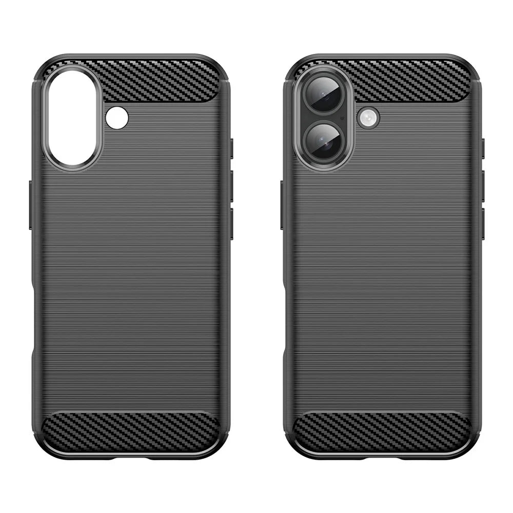 For iPhone 17 Case Protective Phone Cover Carbon Fiber Texture Brushed - Black - 2