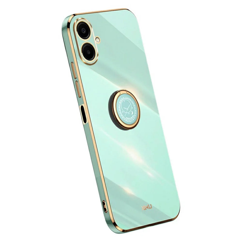 XINLI For Samsung Galaxy A08 5G / A08 4G / A07 5G / A07 4G Case Ring Kickstand Electroplating TPU Phone Cover - Cyan - 1