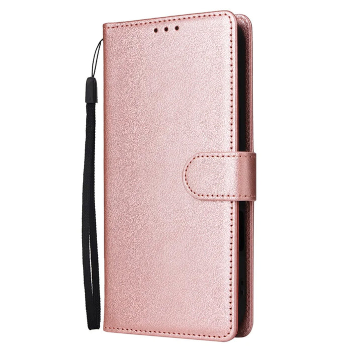 For iPhone 17 Case Wallet Stand View PU Leather Phone Cover with Wrist Strap - Rose Gold - 7