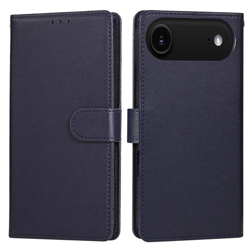 For iPhone Air Case Wallet Stand View PU Leather Phone Cover with Wrist Strap - Blue - 1