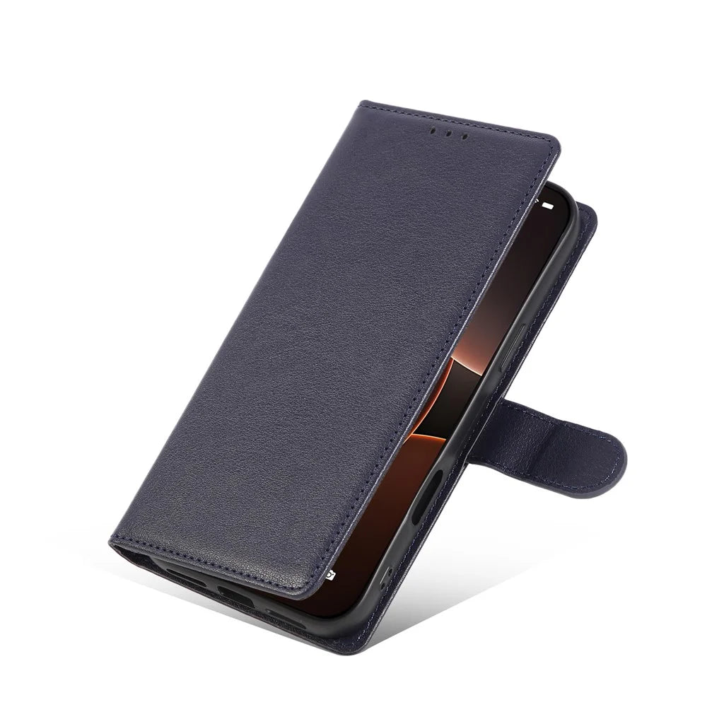 For iPhone Air Case Wallet Stand View PU Leather Phone Cover with Wrist Strap - Blue - 5
