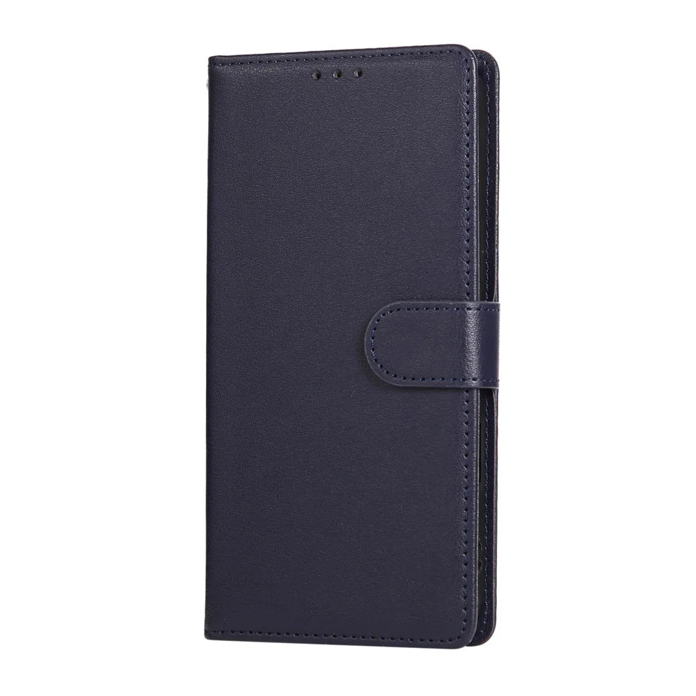 For iPhone Air Case Wallet Stand View PU Leather Phone Cover with Wrist Strap - Blue - 7