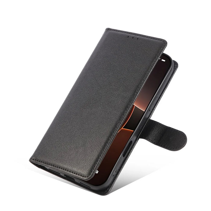 For iPhone 18 Pro / 17 Pro Case Wallet Stand View PU Leather Phone Cover with Wrist Strap - Black - 6