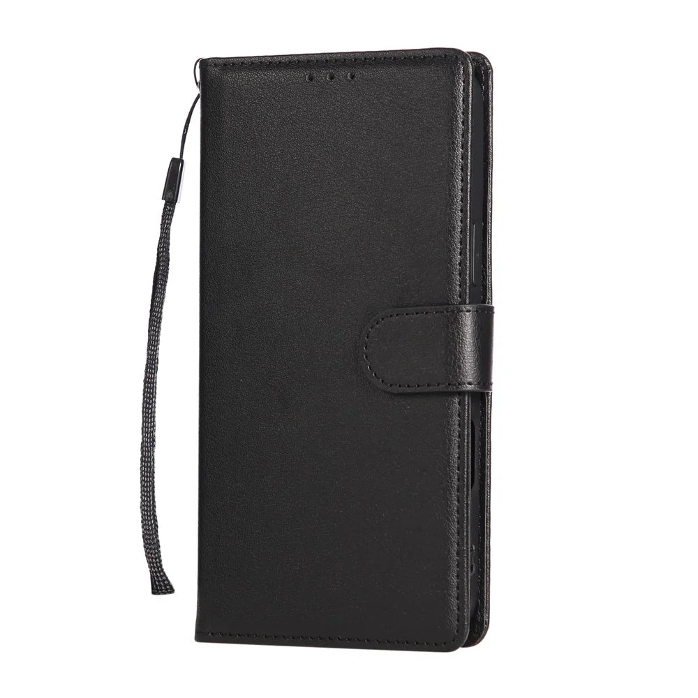 For iPhone 18 Pro Max / 17 Pro Max Case Wallet Stand View PU Leather Phone Cover with Wrist Strap - Black - 7