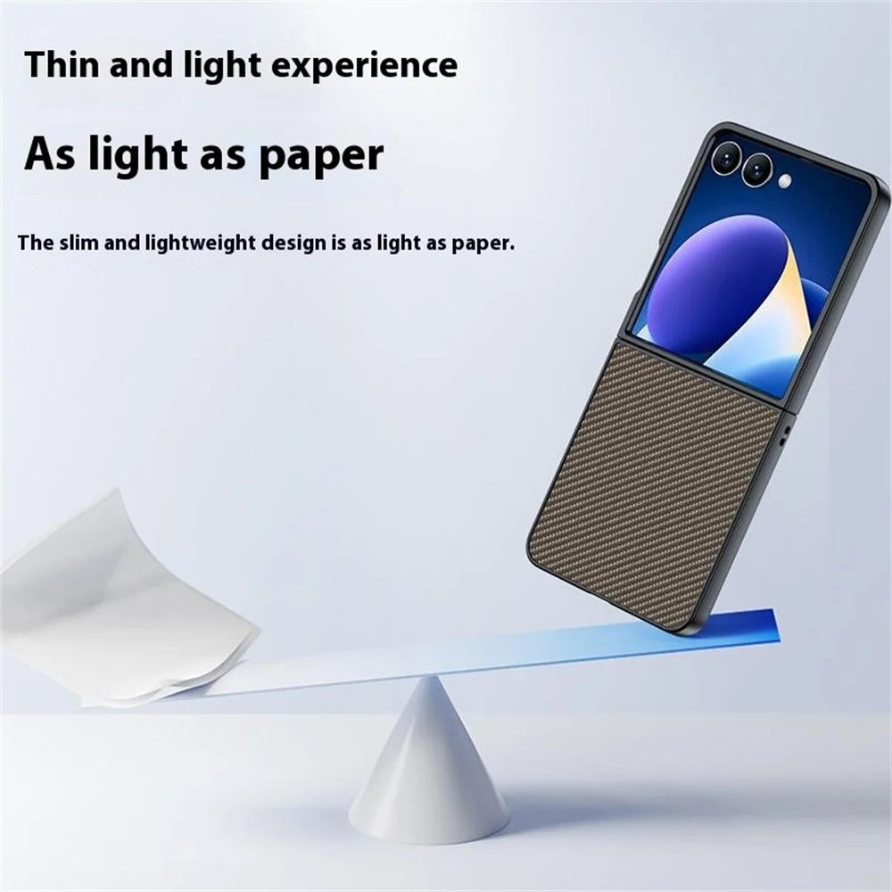 For Samsung Galaxy Z Flip7 5G Case Carbon Fiber Texture Leather + PC Anti-Drop Folding Phone Cover - Black - 3