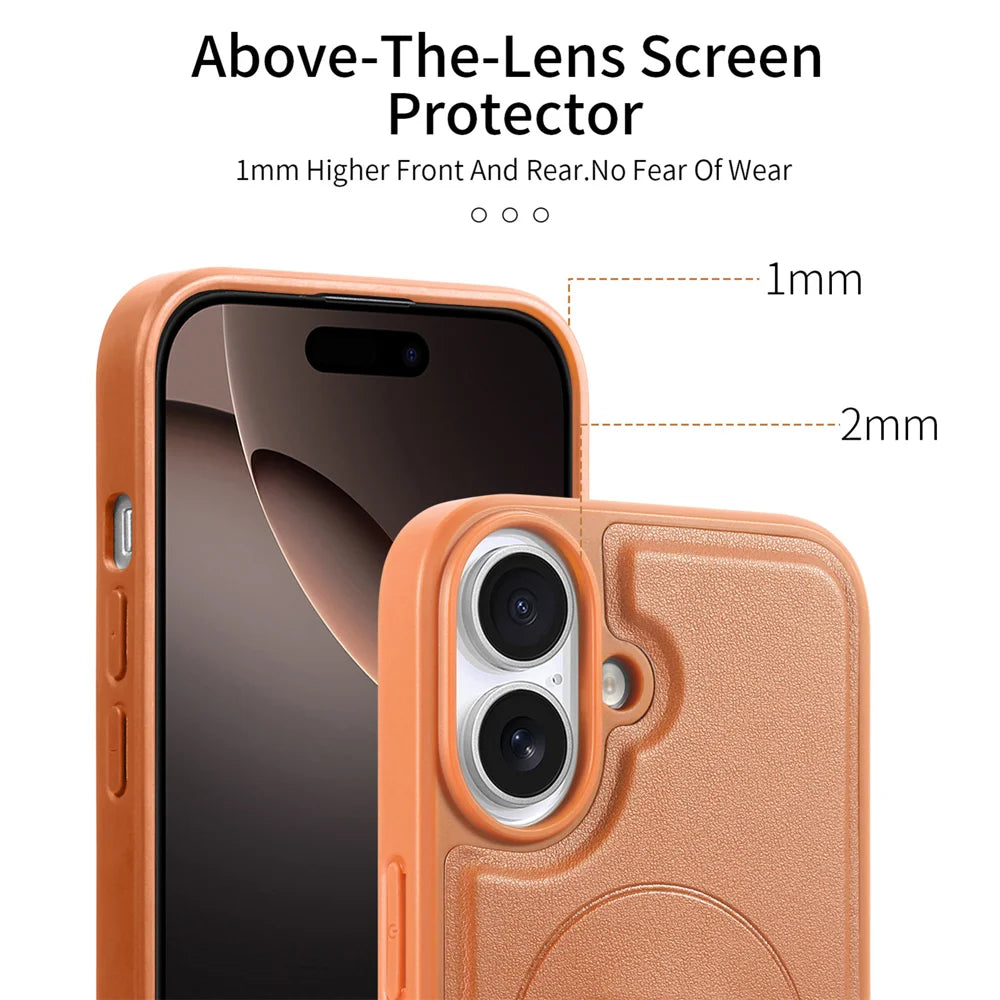CASENEO For iPhone 16 Plus Magnetic Case  Wristband PU Leather + PC Shockproof Phone Cover - Brown - 5