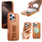 CASENEO For iPhone 16 Pro Max Magnetic Case  Wristband PU Leather + PC Shockproof Phone Cover - Brown - 1