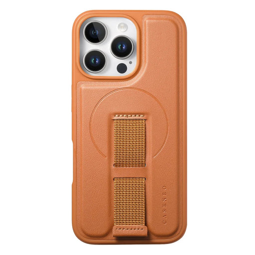 CASENEO For iPhone 16 Pro Max Magnetic Case  Wristband PU Leather + PC Shockproof Phone Cover - Brown - 2