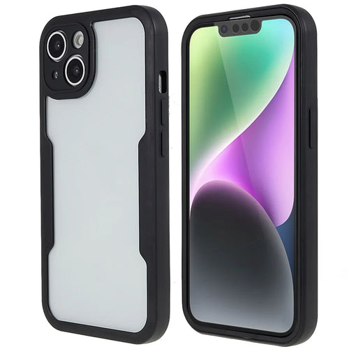 For iPhone 14 Drop-proof Phone Case Camera Lens Protection PET Screen Film + Acrylic + TPU Mobile Phone Cover - Black - 1