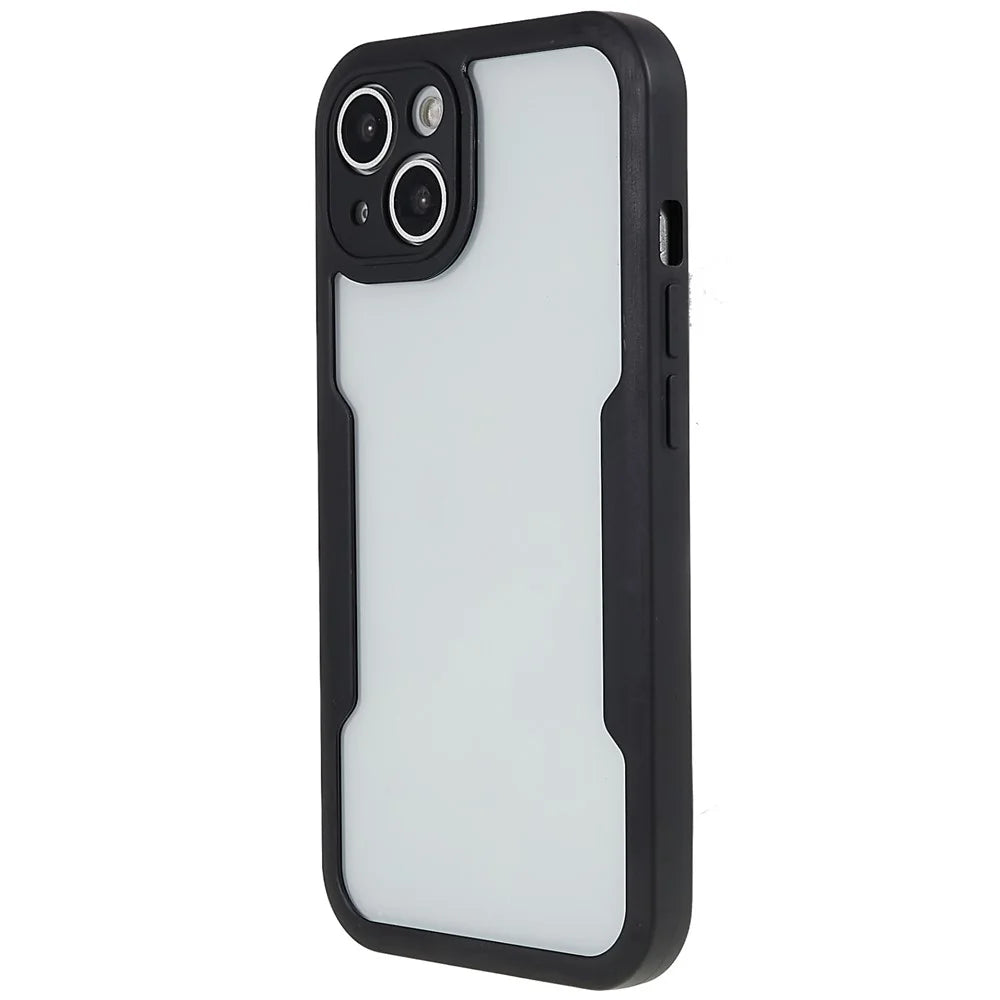 For iPhone 14 Drop-proof Phone Case Camera Lens Protection PET Screen Film + Acrylic + TPU Mobile Phone Cover - Black - 6