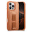 CASENEO For iPhone 16 Pro Magnetic Case  Wristband PU Leather + PC Shockproof Phone Cover - Brown - 4