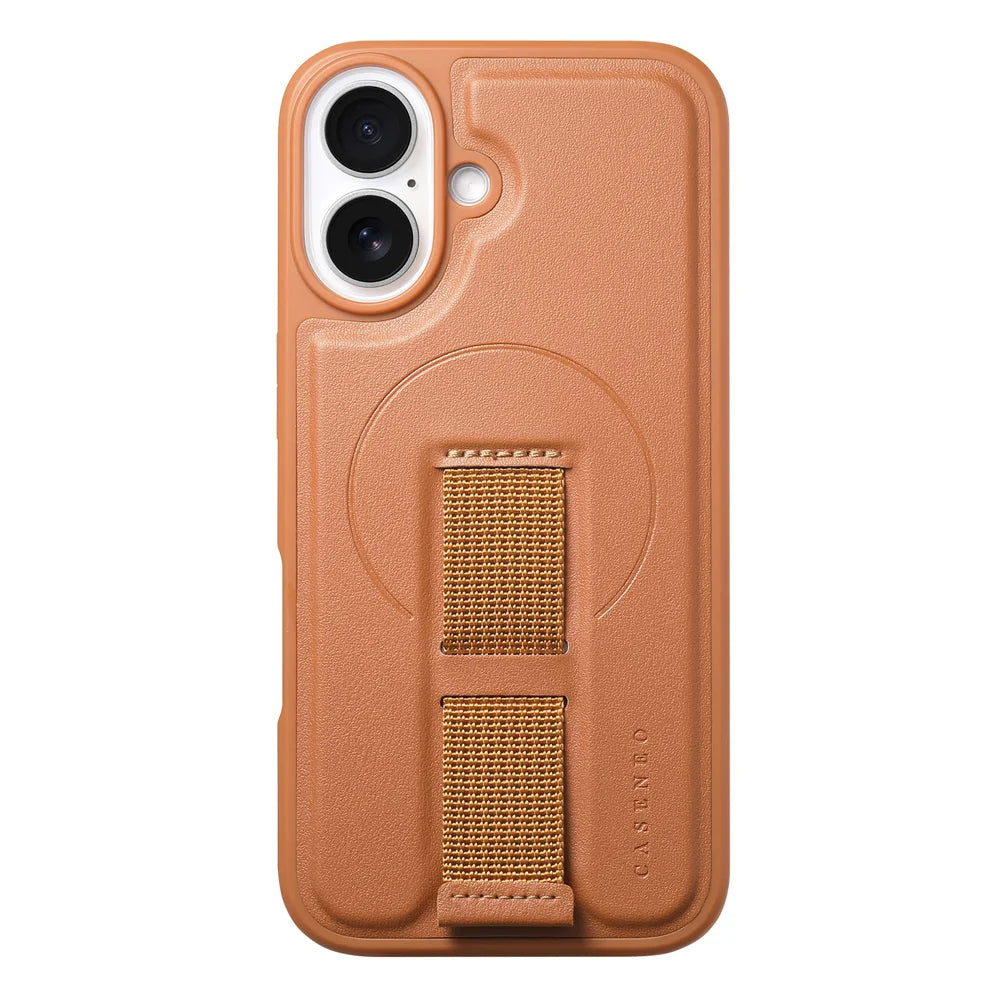 CASENEO For iPhone 16 Magnetic Case  Wristband PU Leather + PC Shockproof Phone Cover - Brown - 2
